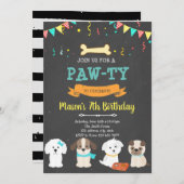 かわいい愛犬の誕生日シャワーの招待状 招待状 (正面/裏面)