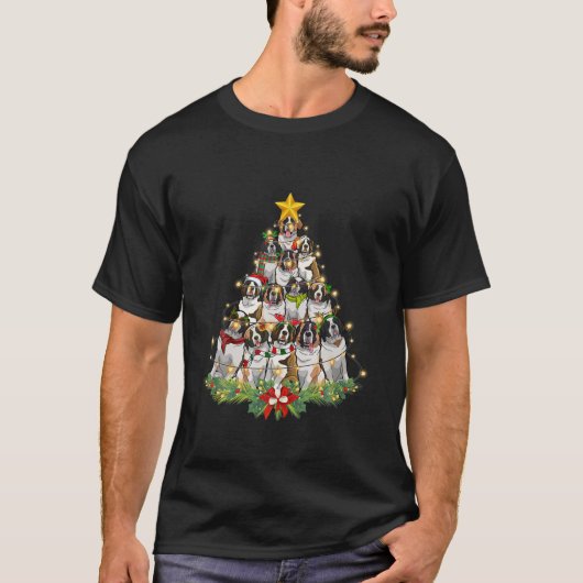 かわいい愛犬クリスマスパジャマツリードッグズベルナール Tシャツ (正面)