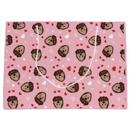 かわいい愛犬ピンク赤 ラージペーパーバッグ