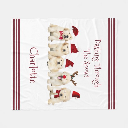 かわいい愛犬家クリスマスブランケットと名前 フリースブランケット (正面(横))