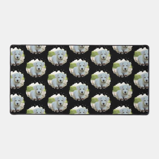 かわいい愛犬家パーソナライズされたの写真パターン デスクマット (正面)