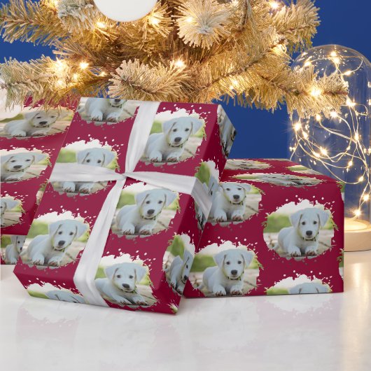 かわいい愛犬家パーソナライズされたの写真パターン ラッピングペーパー (クリスマス)