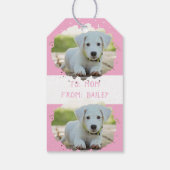 かわいい愛犬家パーソナライズされたフォトパターンピンク ギフトタグ (裏面)