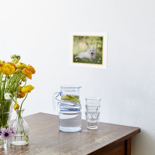 かわいい愛犬家パーソナライズされたペットの写真 箔ポスター (レイダウン (キッチン))