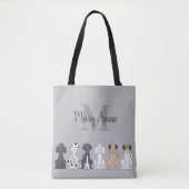 かわいい愛犬家モノグラムグレー トートバッグ (正面)