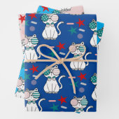 かわいい愛猫たちに星模様が振りかける ラッピングペーパーシート (インサイチュ)