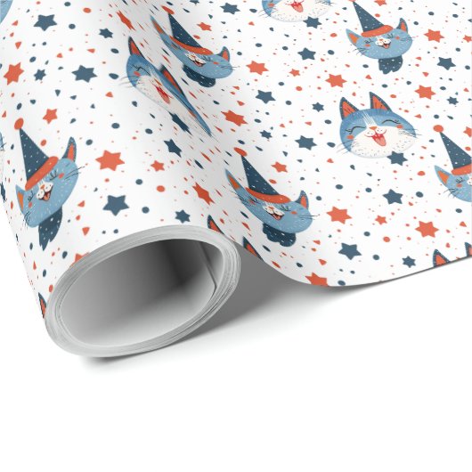 かわいい愛猫誕生日7月4日スター ラッピングペーパー (ロールコーナー)