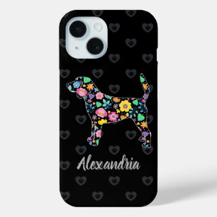 かわいい愛私のビーグル犬の花柄 iPhone 15ケース