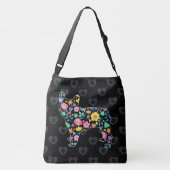 かわいい愛私のフレンチ・ブルドッグの花柄 クロスボディバッグ (裏面)