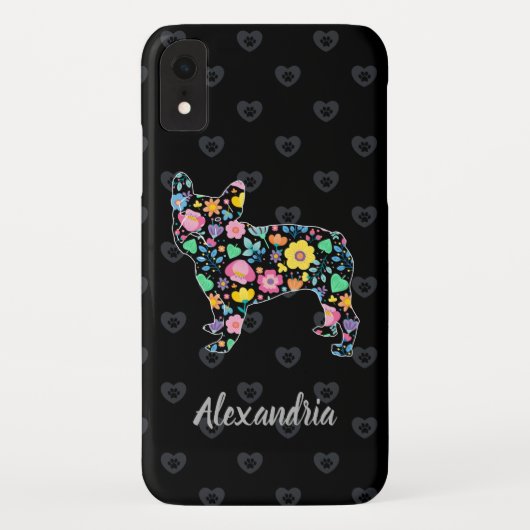 かわいい愛私のフレンチ・ブルドッグの花柄 Case-Mate iPhoneケース (裏面)
