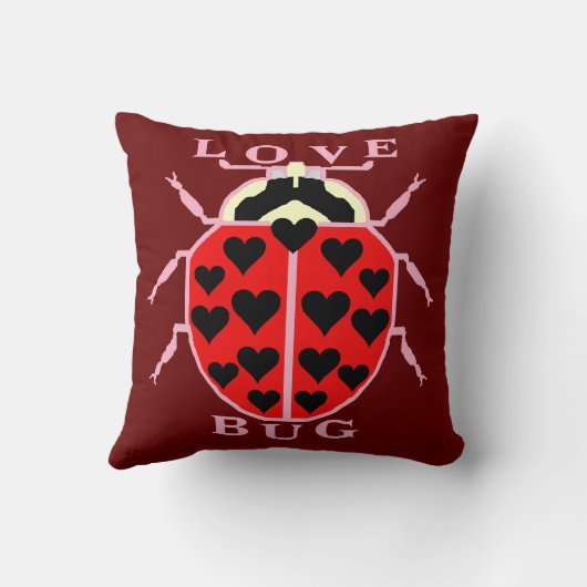 かわいい愛虫のバレンタインデーのてんとう虫 クッション (裏面)