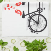 かわいい愛鳥が付いているタンデム自転車 キッチンタオル (折り畳み)