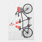 かわいい愛鳥が付いているタンデム自転車 キッチンタオル (縦)