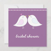 かわいい愛鳥との紫色のブライダルシャワー 招待状 (裏面)