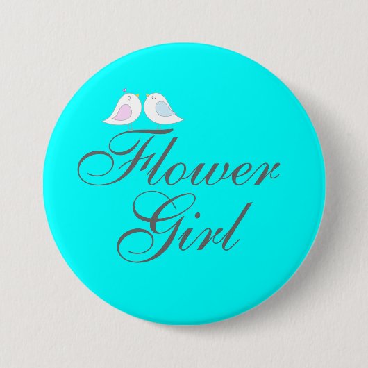 かわいい愛鳥のフラワー・ガール 缶バッジ (正面)
