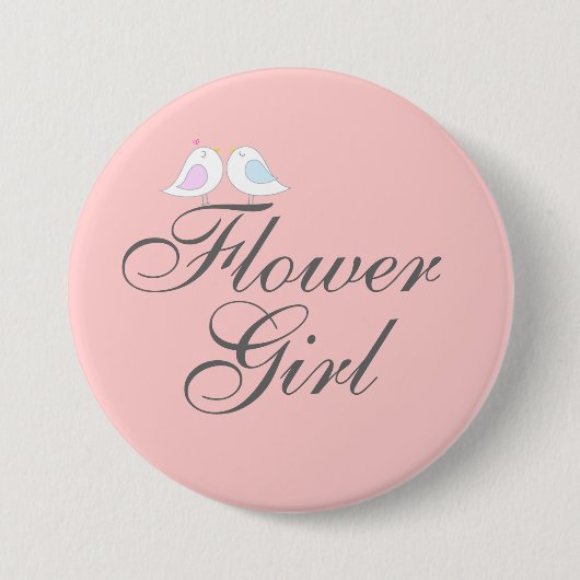 かわいい愛鳥のフラワー・ガール 缶バッジ (正面)