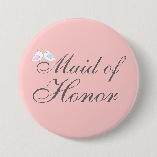 かわいい愛鳥のメイド・オブ・オーナー（花嫁付き添い人） 缶バッジ (正面)