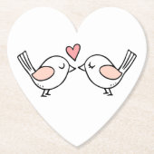 かわいい愛鳥ピンク色の白い結婚ラブバード ペーパーコースター (正面)