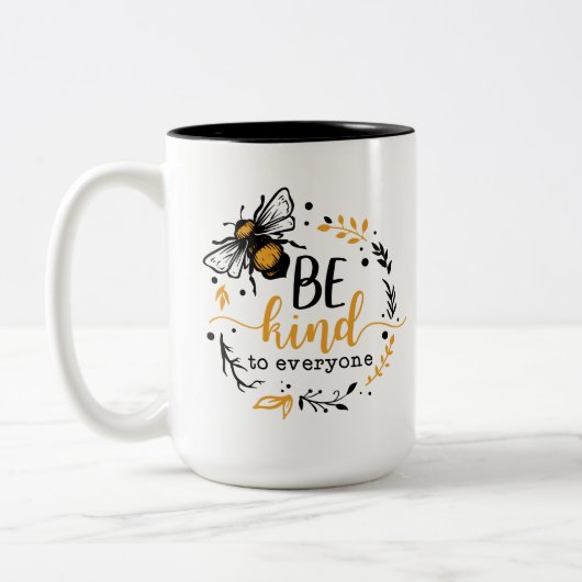 かわいい感動的ハチ愛好家ワードアート ツートーンマグカップ (左)