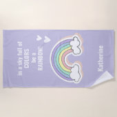かわいい感動的レインボー引用文キッズビーチタオル ビーチタオル (正面)