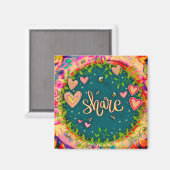 かわいい感動的共有ハートフローラおもしろい マグネット (正面/裏面)