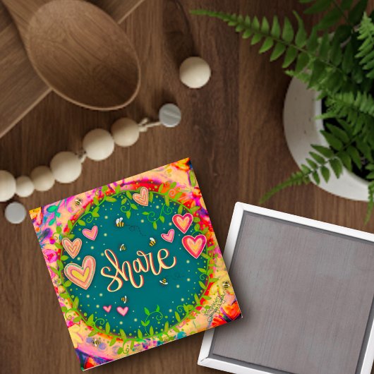 かわいい感動的共有ハートフローラおもしろい マグネット