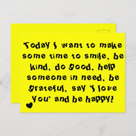 かわいい感動的引用文プリント黄 ポストカード (正面/裏面)