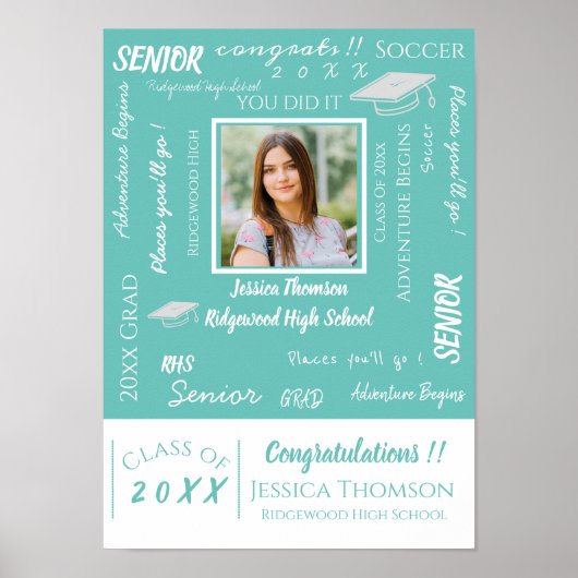 かわいい感動的引用文大学院写真卒業 ポスター (正面)