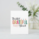 かわいい感謝ありがとう幸せな言葉アート ポストカード (スタンド正面)