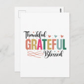 かわいい感謝ありがとう幸せな言葉アート ポストカード (正面/裏面)