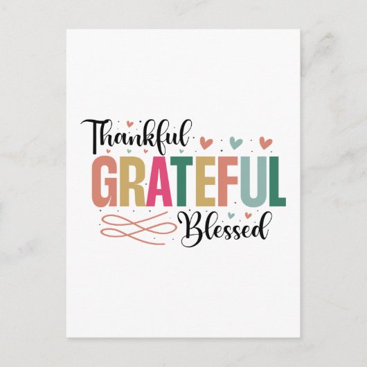 かわいい感謝ありがとう幸せな言葉アート ポストカード (正面)