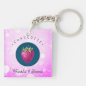 かわいい感謝と賛美いちごに名前を付ける キーホルダー (裏面)