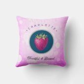 かわいい感謝と賛美いちごに名前を付ける クッション (裏面)