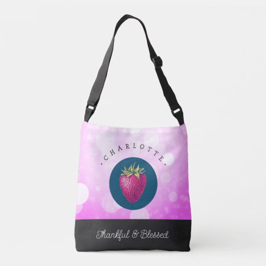 かわいい感謝と賛美いちごに名前を付ける クロスボディバッグ (裏面)