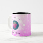 かわいい感謝と賛美いちごに名前を付ける ツートーンマグカップ (正面左)