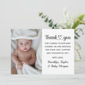 かわいい感謝のハートカスタム写真新生児シャワー サンキューカード (スタンド正面)