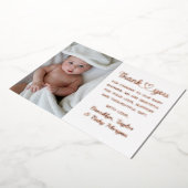 かわいい感謝のハート カスタム写真 新生児ベイビーシャワー 箔招待状 (回転した状態)