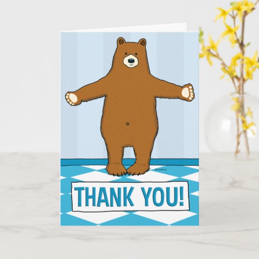 かわいい感謝のベアーハグありがとう カード (黄色い花)