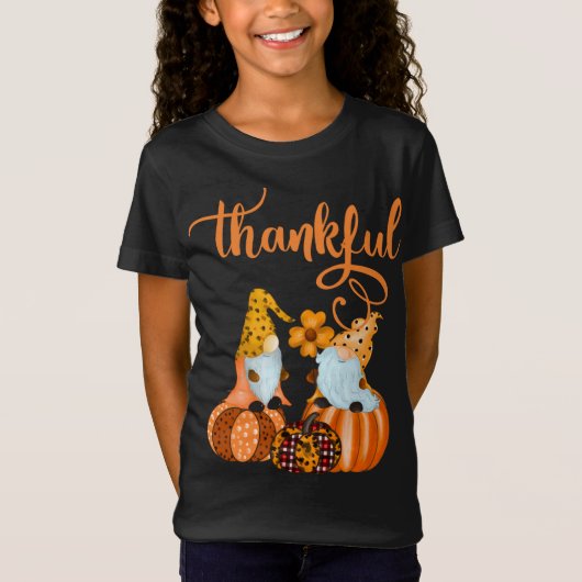 かわいい感謝の格言で秋やハロウィーン Tシャツ (正面)