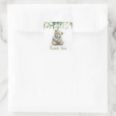 かわいい感謝の水の色テディベアグリーン葉 スクエアシール (バッグ)