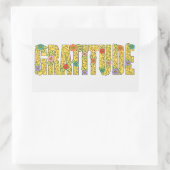 かわいい感謝の確認カラフルフローラ文字 長方形シール (バッグ)