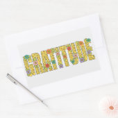 かわいい感謝の確認カラフルフローラ文字 長方形シール (封筒)