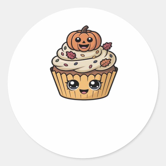 かわいい感謝カップケクラシックーキTシャツ ラウンドシール (正面)