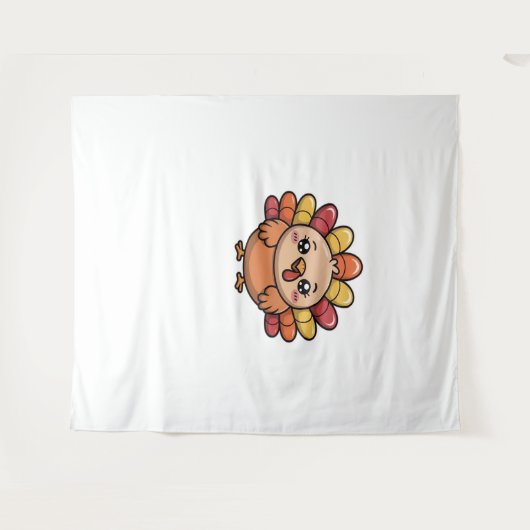 かわいい感謝クラシック七面鳥Tシャツ_1 タペストリー (正面(横))