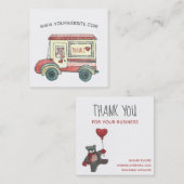 かわいい感謝テディベアメールトラックの水色 スクエア名刺 (正面/裏面)