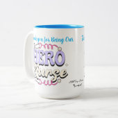 かわいい感謝ナースブルータイポグラフィパーソナライズ ツートーンマグカップ (正面左)