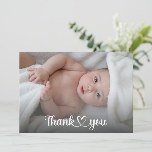 かわいい感謝ハート新生児シャワーカスタム写真 サンキューカード (スタンド正面)