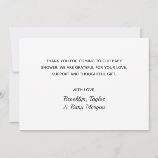 かわいい感謝ハート新生児シャワーカスタム写真 サンキューカード (裏面)