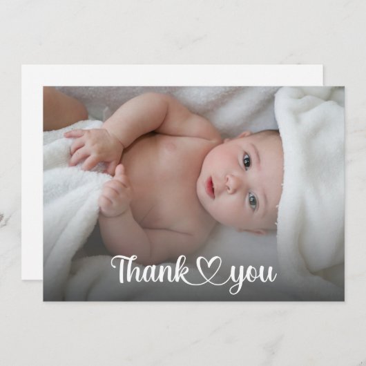 かわいい感謝ハート新生児シャワーカスタム写真 サンキューカード (正面/裏面)