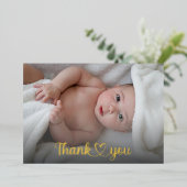 かわいい感謝ハート新生児シャワーカスタム写真 箔招待状 (立ち正面)